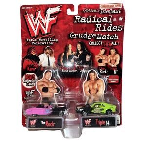 WWF WWE Radical Rides The Rock Triple H Due Cast Car Toys 1998 Vintage Wrestling